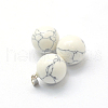 Round Natural Howlite Pendants G-Q434-13-2