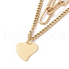 Vacuum Plating 304 Stainless Steel Double Chains Multi Layered Necklace with Heart Charms for Women STAS-E155-06G-3