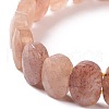 Natural Strawberry Quartz Oval Beaded Stretch Bracelet G-E010-01M-3