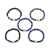 5Pcs 5 Style Natural Lava Rock & Sodalite Stretch Bracelets Set with Alloy Hamsa Hand Beaded BJEW-JB08737-4