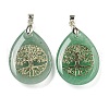 Mixed Gemstone Teardrop Pendants G-Q175-01-2