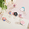 Globleland 7 Pcs 7 Style Rose Gold Tone Zinc Alloy Enamel Bookmarks AJEW-GL0001-88-5