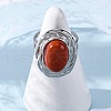 Oval Natural Red Jasper Finger Rings RJEW-M063-01P-12-2