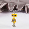 Alloy & Wood Robot Pendant Necklaces FS-WGB43E5-08-1