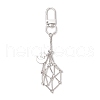 Brass Macrame Pouch Empty Stone Holder Pendant Decoration HJEW-JM03305-02-2
