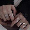 Anti-Tarnish Rhodium Plated 925 Sterling Silver Initial Letter Open Cuff Ring JR852Q-3