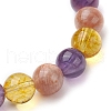 Natural Quartz Crystal & Amethyst & Sunstone Beaded Stretch Bracelets for Women BJEW-TA00552-4