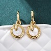Flat Round with Snake Brass Shell Hoop Earrings KK-D363-21G-5