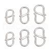 ARRICRAFT 6Pcs 3 Styles Rhodium Plated 925 Sterling Silver S-Hook Clasps FIND-AR0004-44P-1