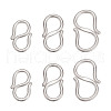 ARRICRAFT 6Pcs 3 Styles Rhodium Plated 925 Sterling Silver S-Hook Clasps FIND-AR0004-44P-1