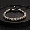 304 Stainless Steel Micro Pave Cubic Zirconia Braided Beads Bracelets WG0F93D-11-1