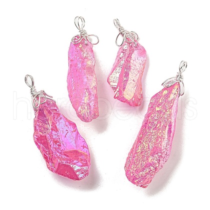 Electroplated Raw Rough Natural Quartz Crystal Big Pendants G-A229-02P-08-1