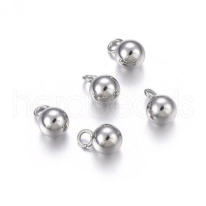 Tarnish Resistant 304 Stainless Steel Sphere Charms X-STAS-O107-04P-A-1