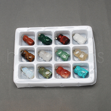 Gemstone Kitten Pendants G-S045-32-B-1