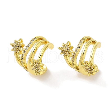 Brass Micro Pave Clear Cubic Zirconia Cuff Earrings for Women EJEW-I305-35G-1