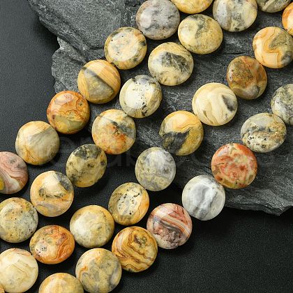 Flat Round Natural Crazy Lace Agate Beads Strands G-S110-05-1