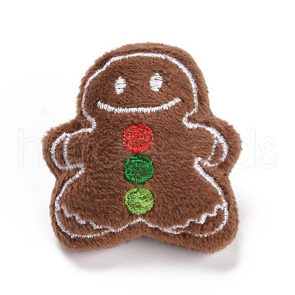 Gingerbread Man Cotton & Non-Woven & Velvet Fabric Brooch JEWB-A003-11-1