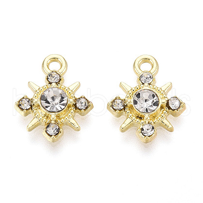 Rack Plating Alloy and Rhinestone Pendants PALLOY-T090-47KCG-1