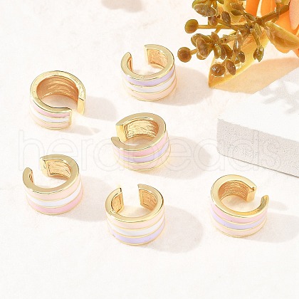 Brass Stripe C-Shaped Cuff Earrings EJEW-D321-03G-1