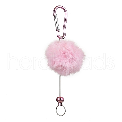Aluminum Alloy Pom Pom Ball Beadable Keychain Bar HJEW-Q001-01A-1