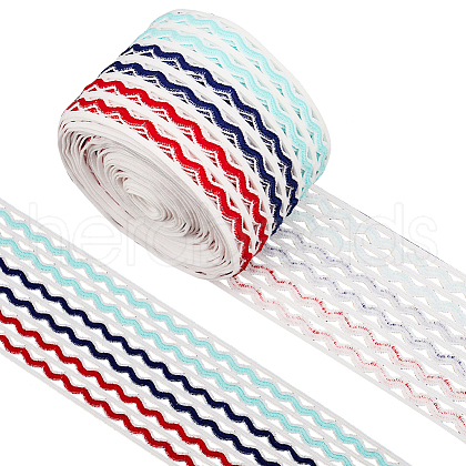 Gorgecraft 5M Rainbow Color Flat Polyester Wave Elastic Cord OCOR-GF0003-85C-1