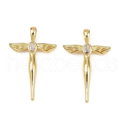 Brass Micro Pave Cubic Zirconia Pendants KK-S526-23G-1