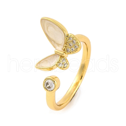 Butterfly Clear Cubic Zirconia Open Cuff Ring RJEW-U003-16G-1