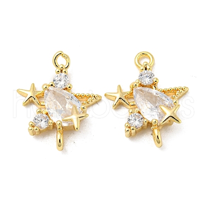 Brass Pave Clear Cubic Zirconia Connector Charms KK-H460-19G-1