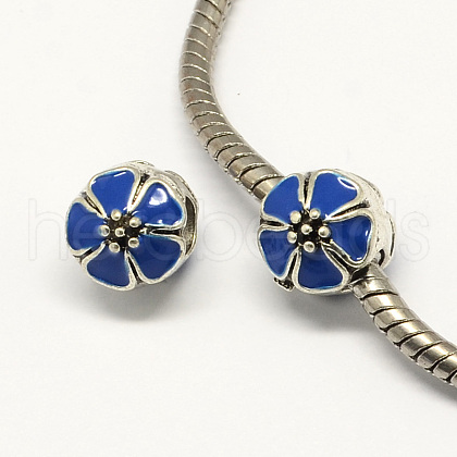 Alloy Enamel Flower Large Hole Style European Beads MPDL-R036-51F-1