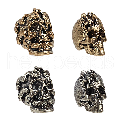 4Pcs 4 Styles Outdoor EDC Tool Brass Parachute Rope European Beads FIND-FG0003-73-1