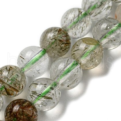 Natural Green Rutilated Quartz Beads Strands G-A219-A03-02-1