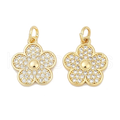 Brass Micro Pave Cubic Zirconia Pendants KK-C093-24G-1