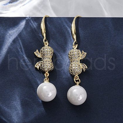 Brass Micro Pave Clear Cubic Zirconia Dangle Earrings EJEW-F362-11G-1
