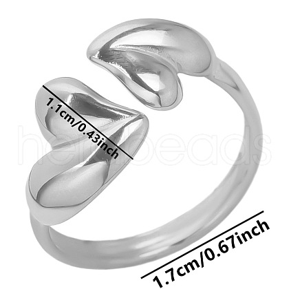 Stylish Double Heart Open Cuff Ring for Women SR8438-1-1