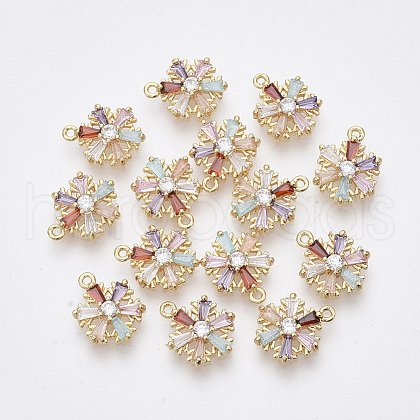 Brass Cubic Zirconia Charms X-KK-Q761-32G-NF-1