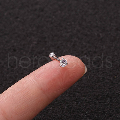 Brass Micro Pave Clear Cubic Zirconia Cartilage Earrings for Women WG50079-04-1
