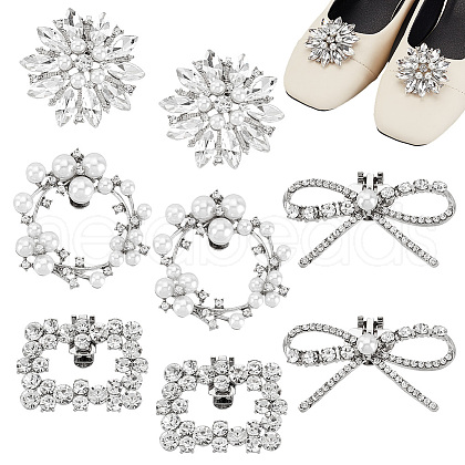   8Pcs 4 Styles Detachable Alloy Rhinestone Shoe Buckle Clips FIND-PH0021-57-1