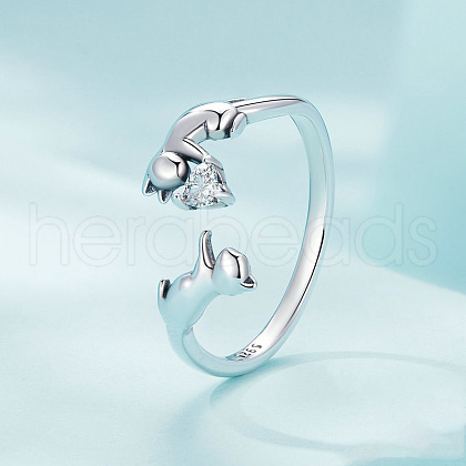 925 Sterling Silver Cubic Zirconia Cuff Rings FS-WG6F047-01-1