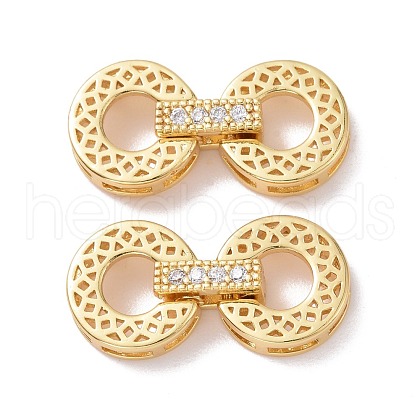 Brass Micro Pave Clear Cubic Zirconia Fold Over Clasps KK-G420-09G-1