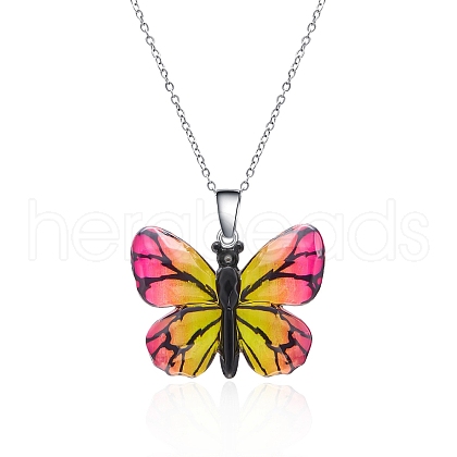 Butterfly Resin Pendant Necklaces PW-WG40B23-04-1