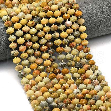 Natural Yellow Crazy Agate Beads Strands G-P573-A20-01-1