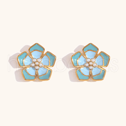 304 Stainless Steel Enamel Stud Earrings FS-WGE828E-07-1