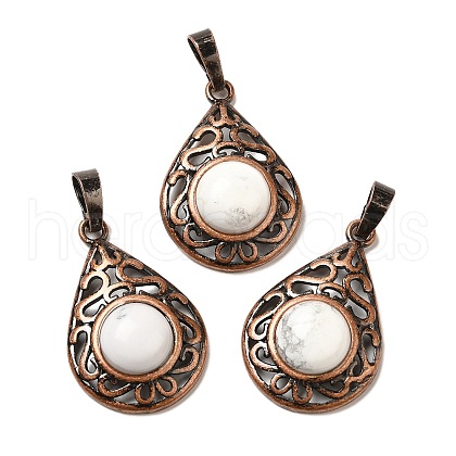 Natural Howlite Pendants G-H065-02R-15-1