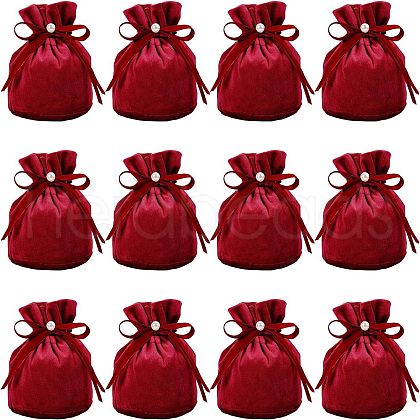  Velvet Jewelry Bags with Drawstring & Plastic Imitation Pearl TP-NB0001-20A-1
