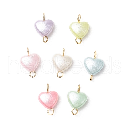 Imitation Pearl Acrylic Heart Connector Charms PALLOY-JF03916-01-1