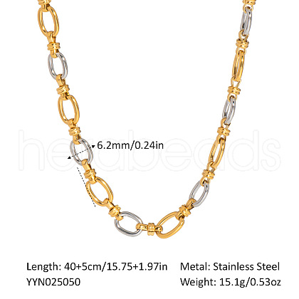 Stainless Steel Oval Link Chain Necklaces for Women QE8040-2-1