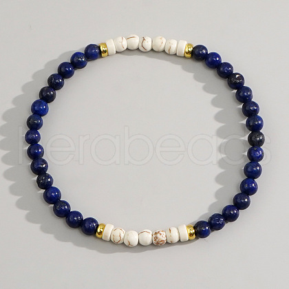 Bohemian Natural Lapis Lazuli & Howlite Beaded Stretch Bracelets JK6099-3-1