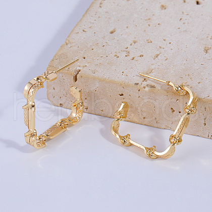 Square Double Twisted Brass Stud Earrings UA7445-1
