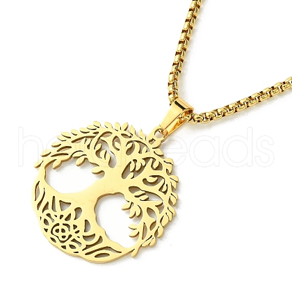 Stainless Steel Pendant Necklaces NJEW-L117-03A-G-1