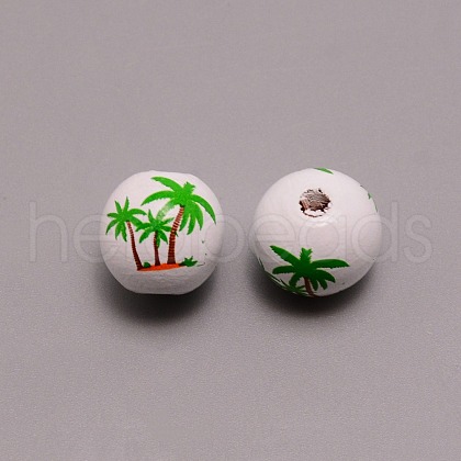 Spray Painted Natural Wood Beads WOOD-TAC0011-31-1